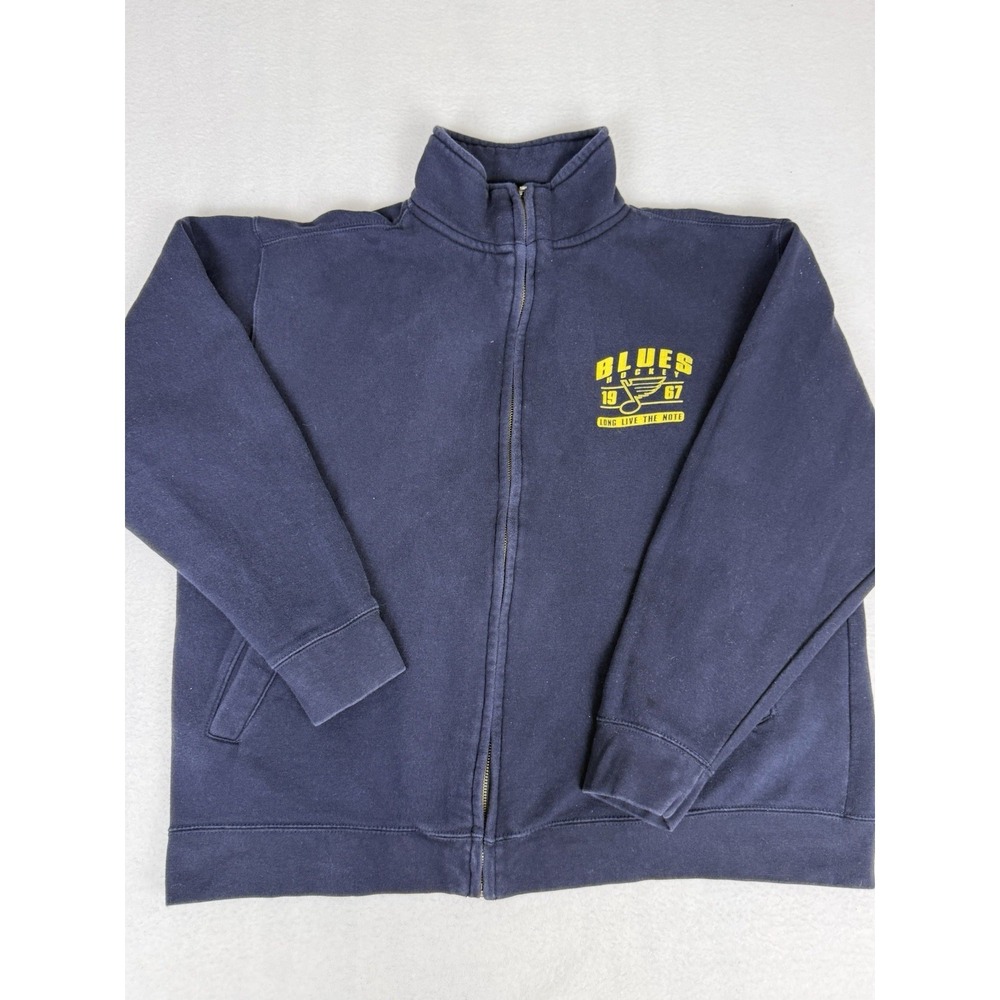 VTG St. Louis Blues Full Zip Sweatshirt Pro-Weave MV Sport Hockey Navy L 1967